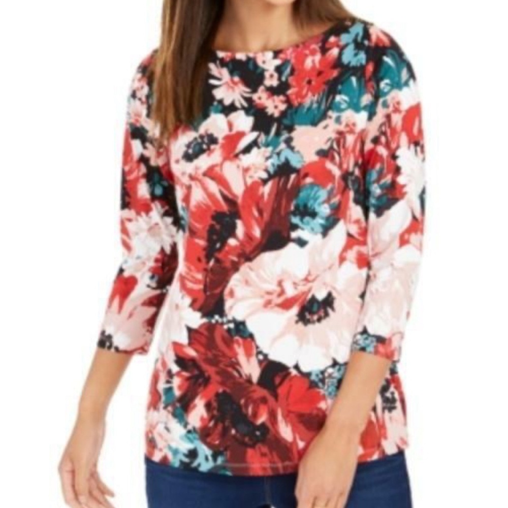 Charter Club red floral blouse
